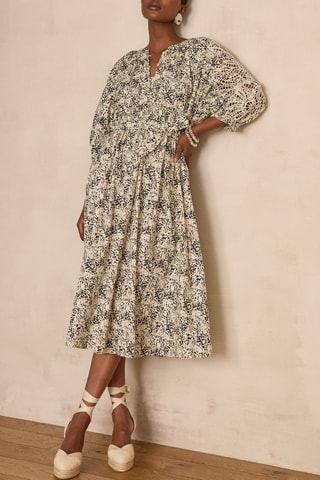 Vestido evasé - Negro y crudo