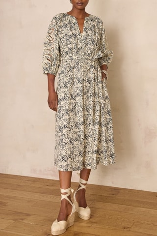 Vestido evasé - Negro y crudo