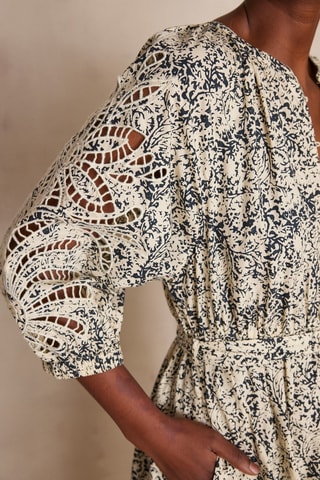 Vestido evasé - Negro y crudo