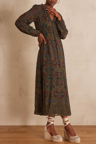 Vestido largo - Marrón y verde oscuro