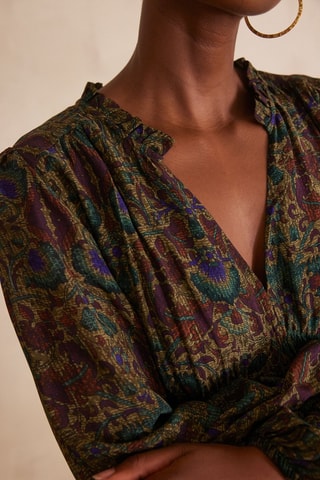 Vestido largo - Marrón y verde oscuro