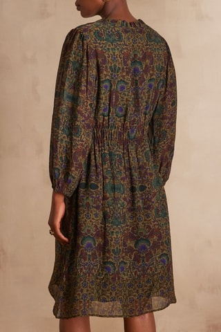 Vestido evasé - Marrón oscuro y verde oscuro