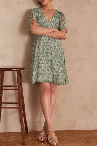 Vestido plisado - Verde oliva