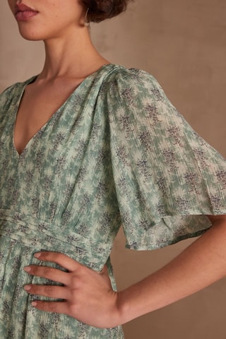 Vestido plisado - Verde oliva