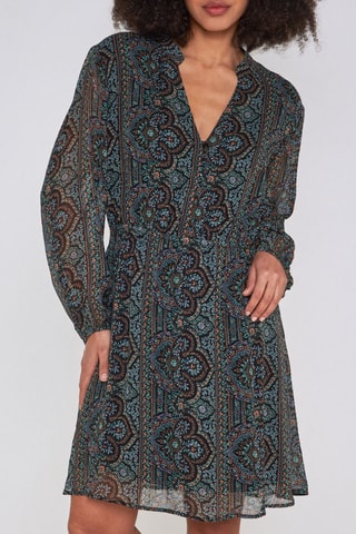 Vestido evasé - Negro y verde