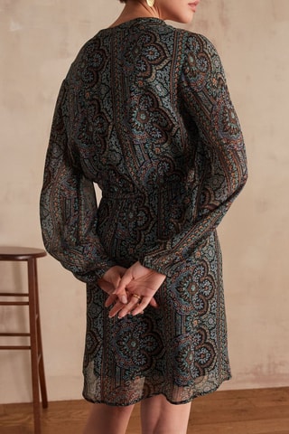 Vestido evasé - Negro y verde