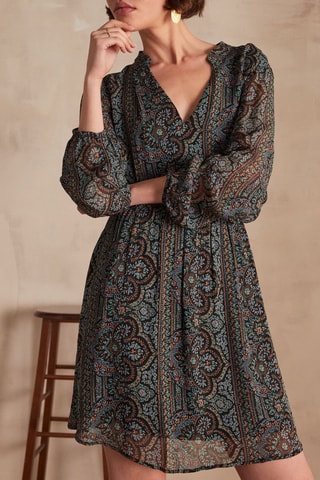 Vestido evasé - Negro y verde