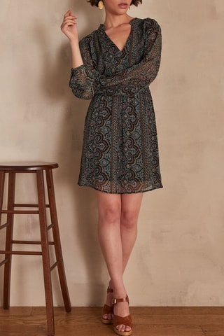 Vestido evasé - Negro y verde