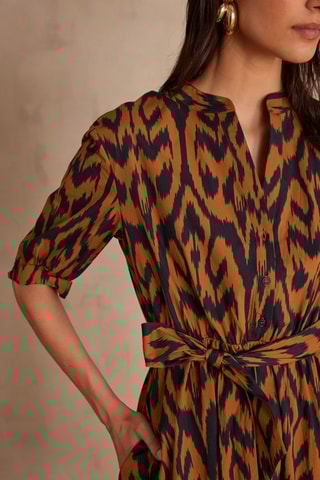 Vestido midi - marrón claro y negro