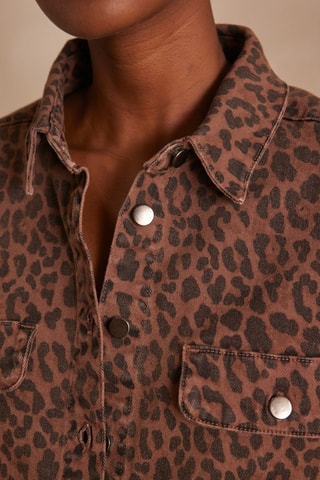 Vestido-camisa de ganga - Castanho