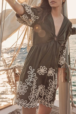 Vestido evasé - Caqui