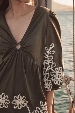 Vestido evasé - Caqui