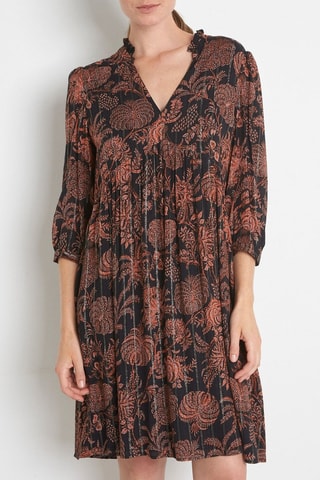 Vestido direito - Preto e castanho