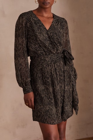 Vestido evasé - Negro y beige