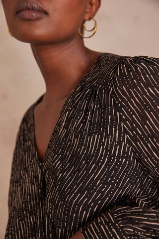 Vestido evasé - Negro y beige