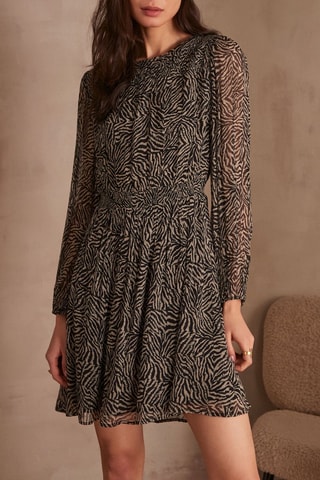 Vestido evasé - Negro y topo