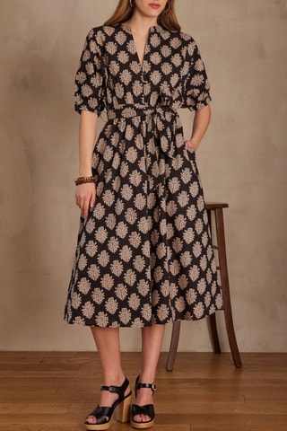 Vestido midi - Negro y beige