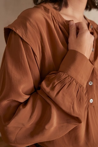 Camisa efecto doble prenda - Camel