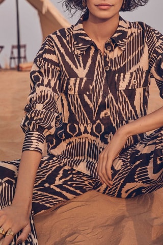 Camisa em linho - Castanho