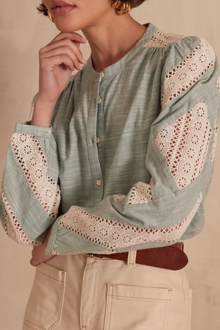 Camisa bi-matéria - Verde-menta