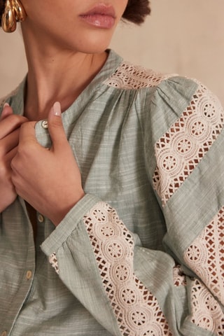 Camisa bi-matéria - Verde-menta