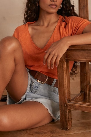 Camiseta de lino - Naranja