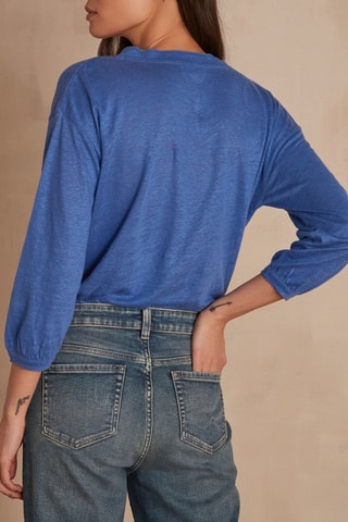 T-shirt em linho - Azul-cobalto