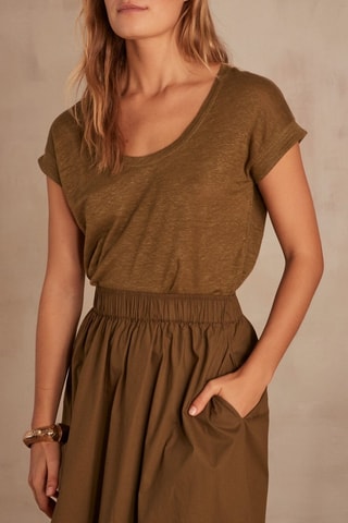 Camiseta de lino - Verde oliva