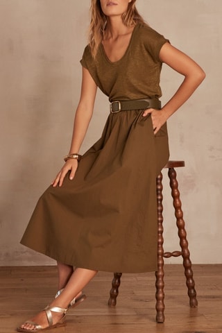 Camiseta de lino - Verde oliva