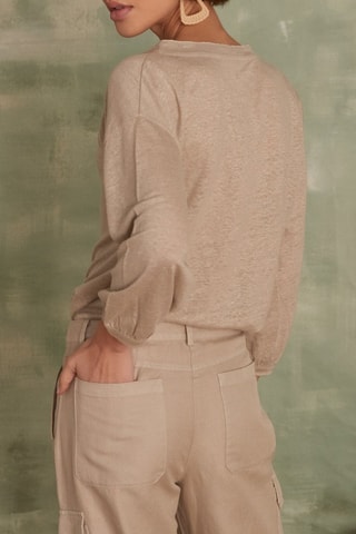 T-shirt em linho - Caqui