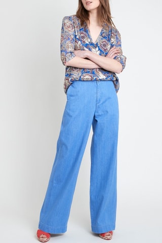 Blusa - Azul rey y beige