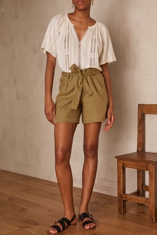 Short de lino - Marrón claro