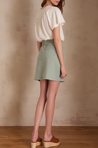 Falda recta - Verde oscuro y crudo