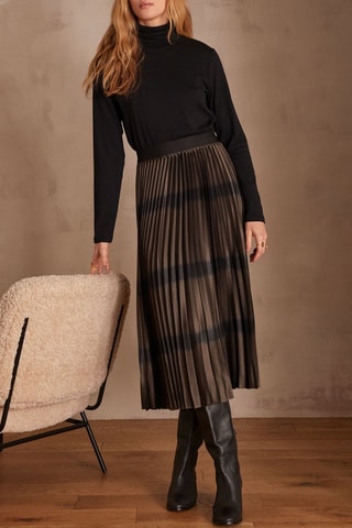 Falda plisada - Marrón oscuro