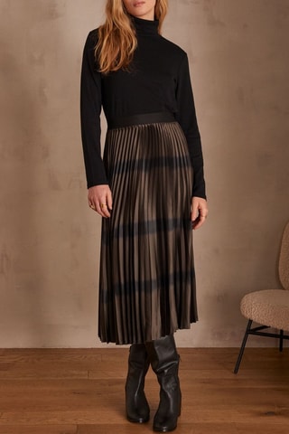 Falda plisada - Marrón oscuro