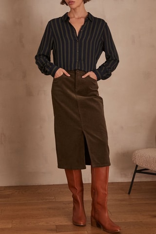 Falda midi de pana - Caqui