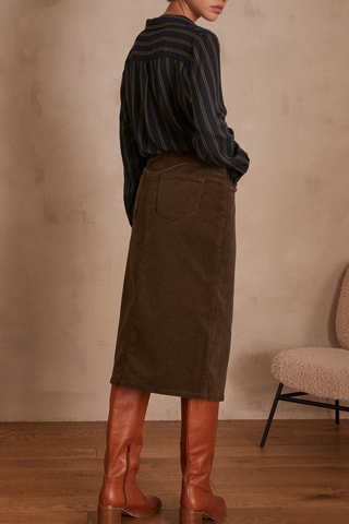 Falda midi de pana - Caqui