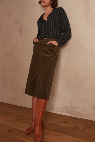 Falda midi de pana - Caqui