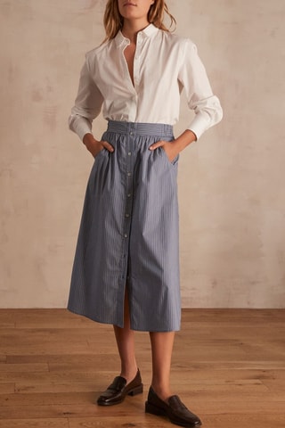 Falda midi de talle alto - Azul oscuro