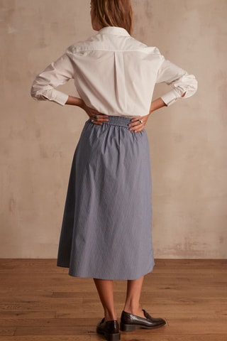 Falda midi de talle alto - Azul oscuro