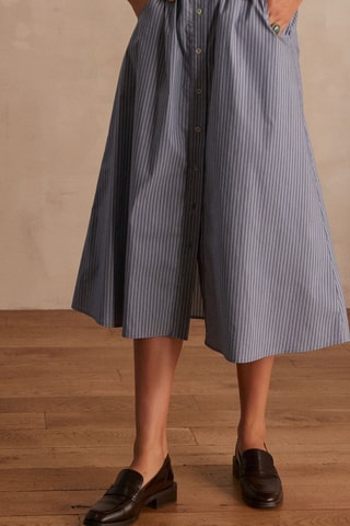 Falda midi de talle alto - Azul oscuro