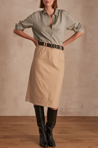 Falda recta de talle alto - Beige