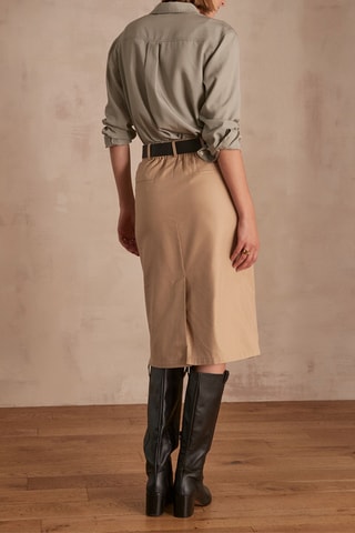 Falda recta de talle alto - Beige