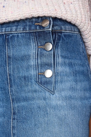 Falda recta vaquera de talle alto - Azul marino