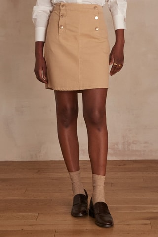 Falda recta de talle alto - Beige