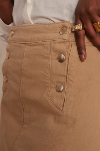 Falda recta de talle alto - Beige