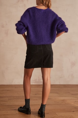 Falda recta de terciopelo - Negro