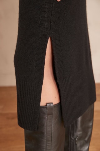 Jupe droite en laine et poils de yack - Noir