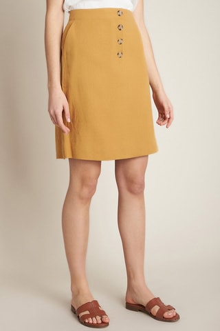 Falda recta de lino - Mostaza