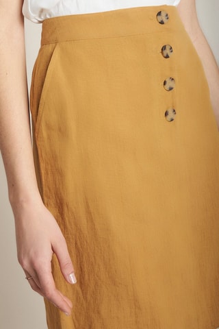 Falda recta de lino - Mostaza